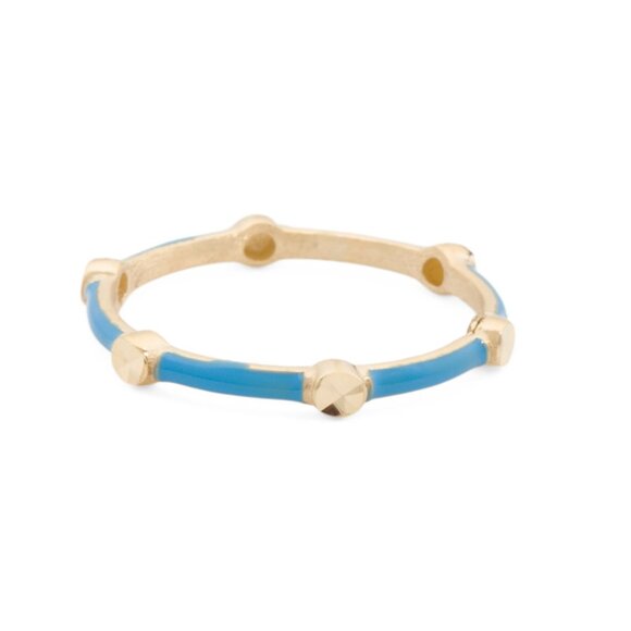 GOLDEN CLEFItaly 14k Gold Colorful Enamel Stacking Band Ring